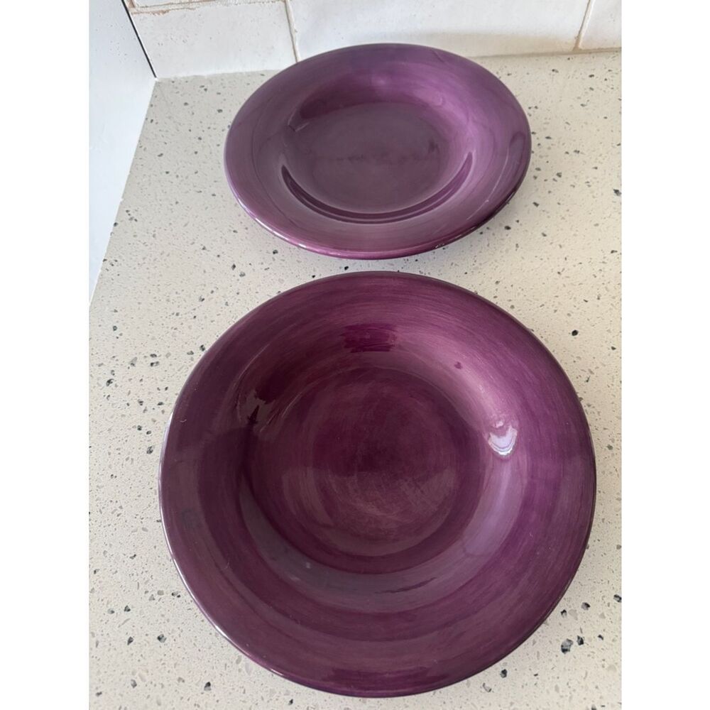 España Hand painted Collection Ceramic Purple Plum Dinner Plates Lot of 2 - Picture 2 of 7